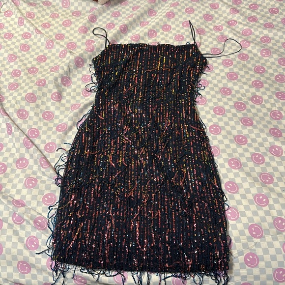 HOCO!! Navy blue homecoming dress w/ sequins - Picture 1 of 4